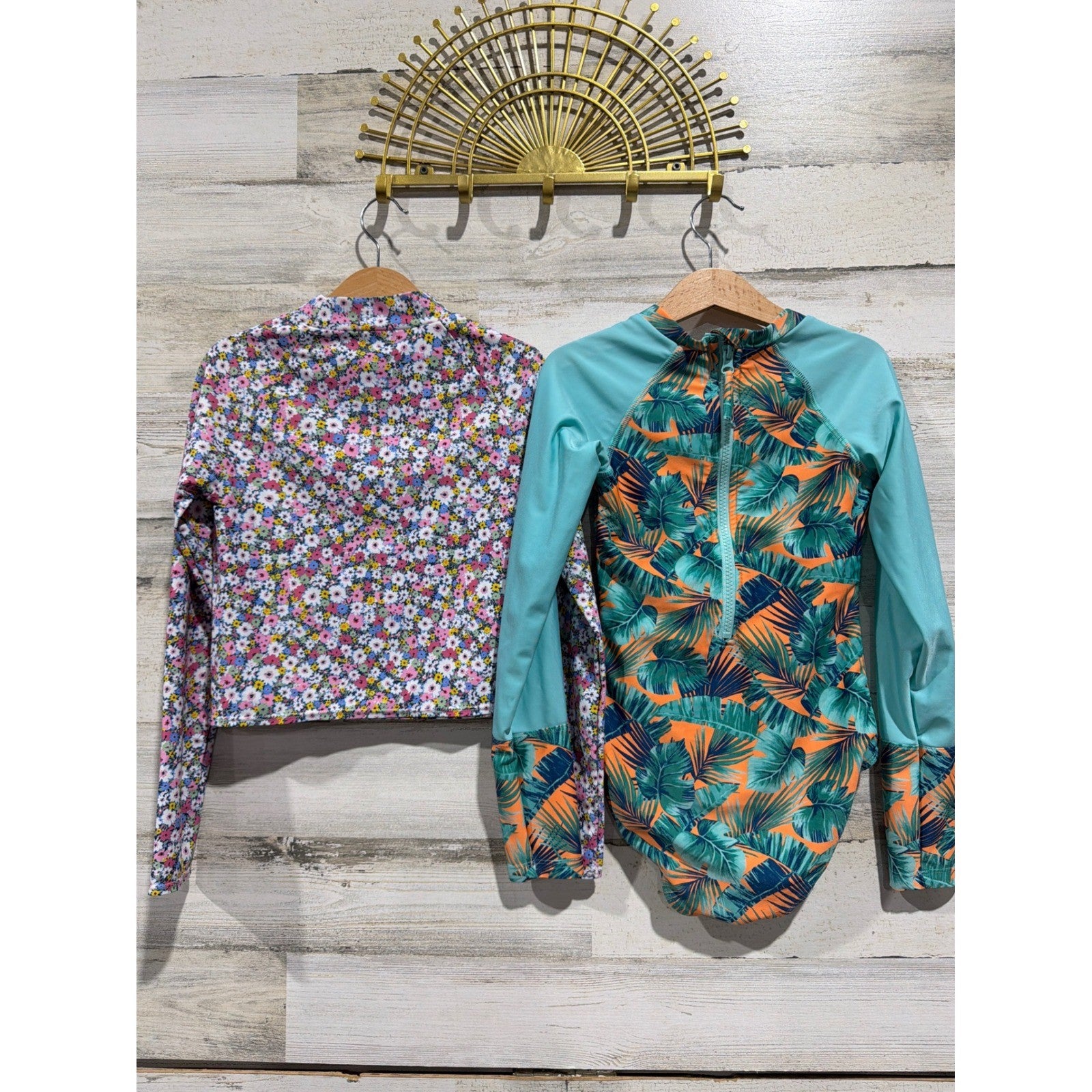Art Class Gap Rash Guard Girls Medium 7/8 Swim Floral Tropical EUC4