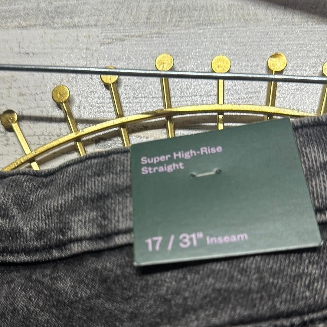 Wild Fable Straight Jeans Women 17 Gray Acid Wash Super High Rise Grunge NWT2
