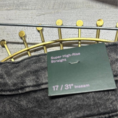 Wild Fable Straight Jeans Women 17 Gray Acid Wash Super High Rise Grunge NWT2