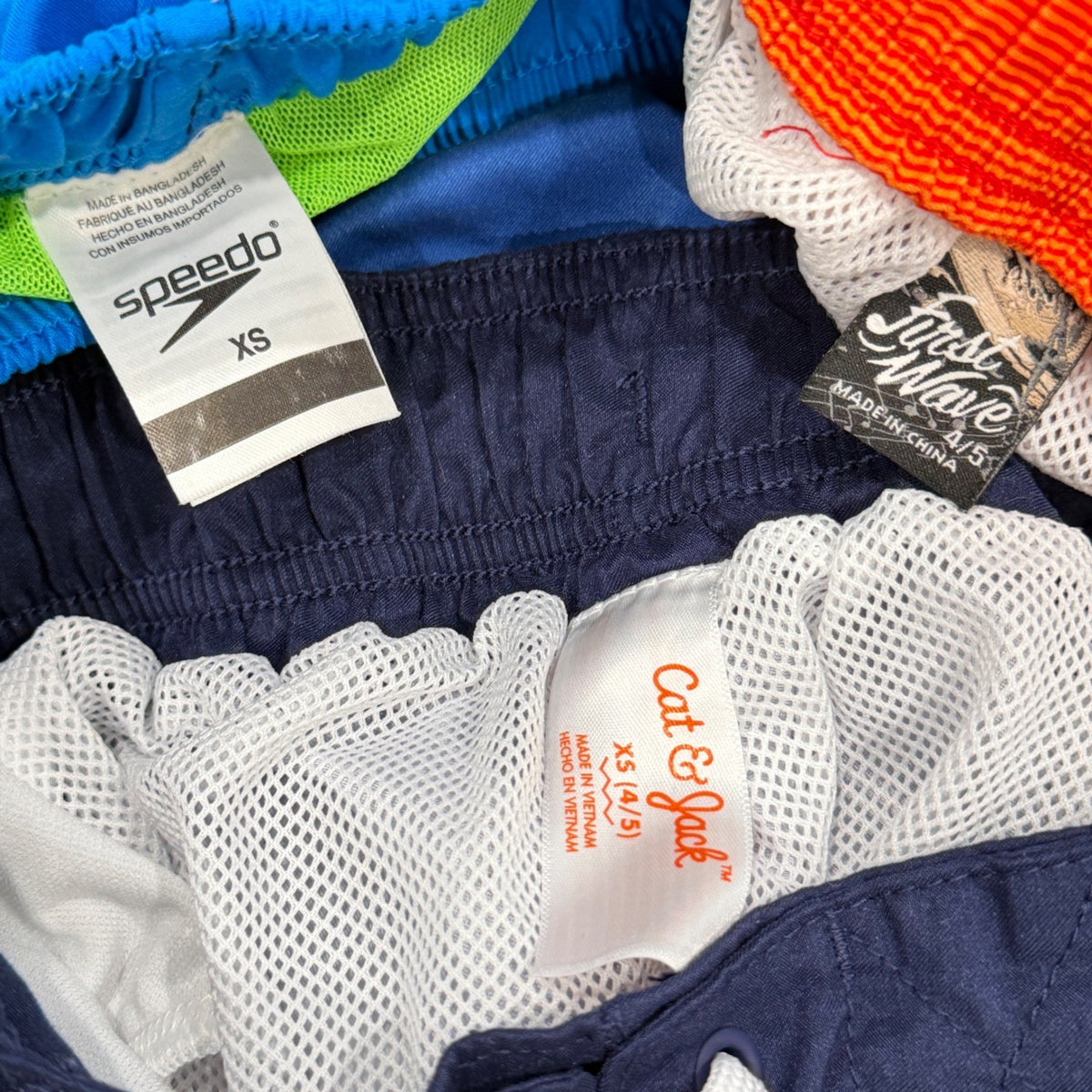 Speedo Cat & Jack Boys XS 4/5 Blue Orange Striped Swim Trunks Bundle3