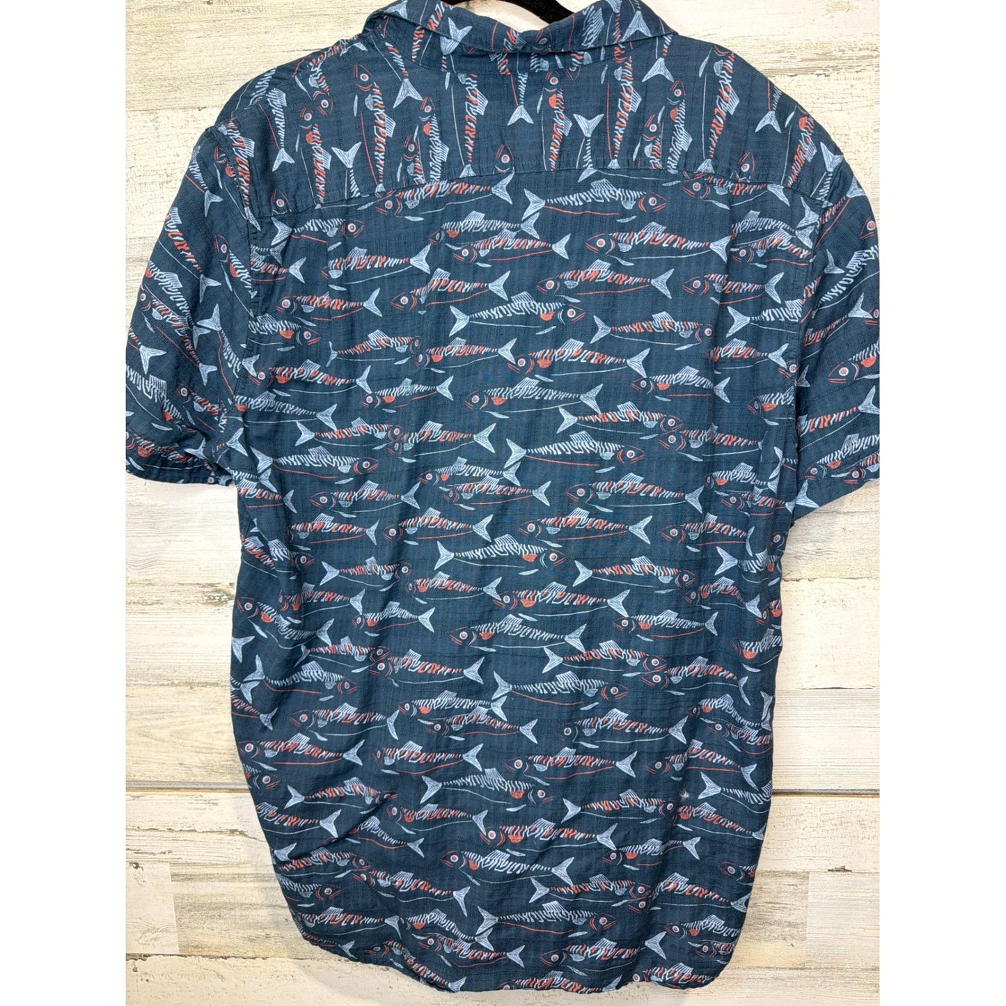 Solaris Outdoors Shirt Mens XL Blue Fish Print Short Sleeve Camp Coastal Beach4