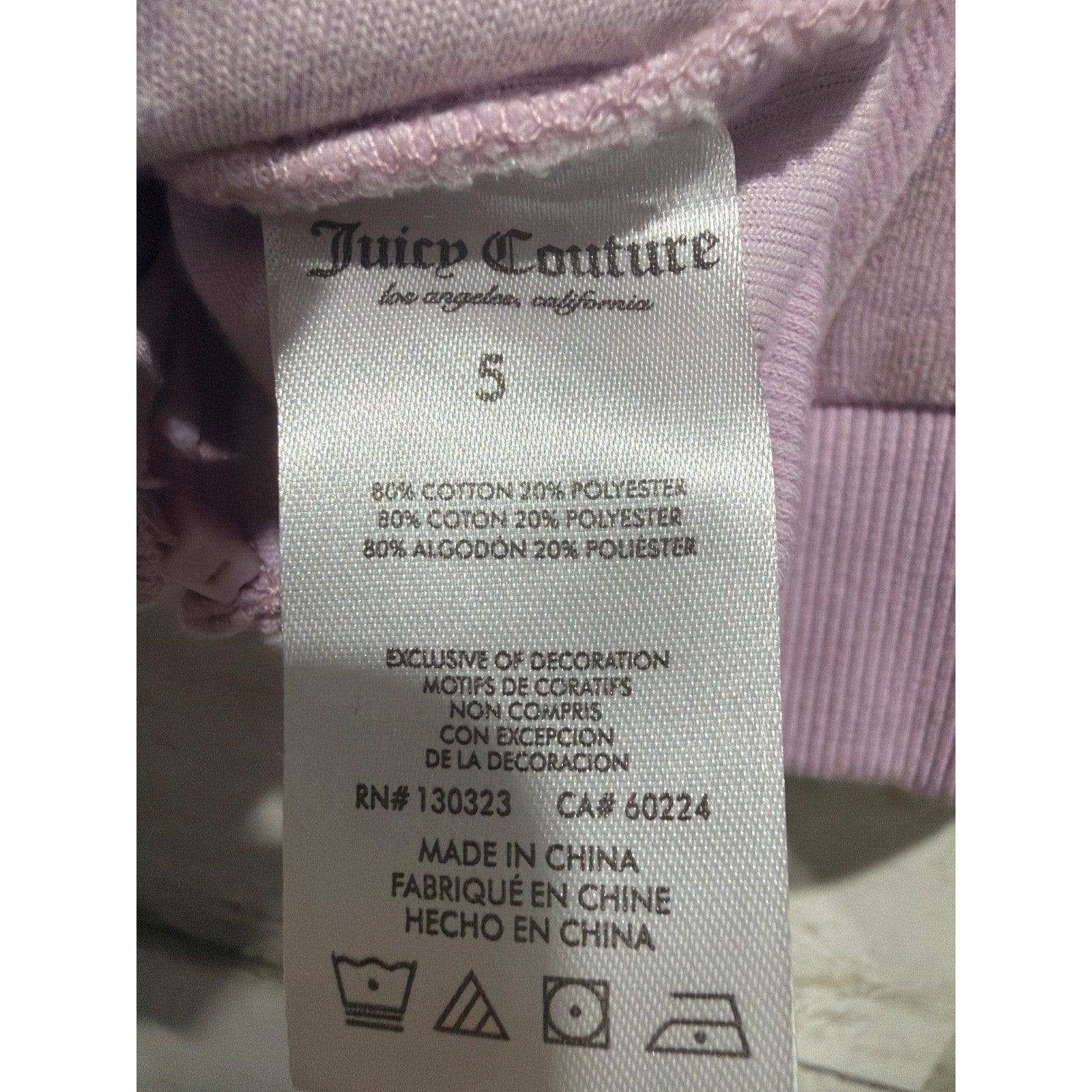 Juicy Couture Zip Up Hoodie Girls Size 5 Purple Velour Rhinestone Y2K EUC4