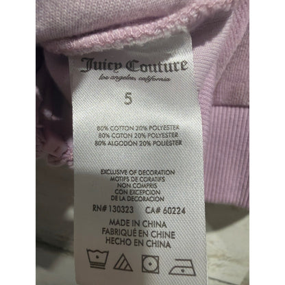 Juicy Couture Zip Up Hoodie Girls Size 5 Purple Velour Rhinestone Y2K EUC4