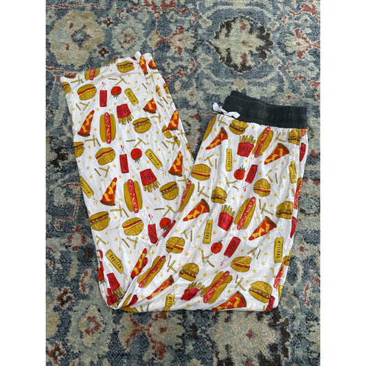 Little Sleepies Pajama Pants Mens Medium White Fast Food Bamboo0