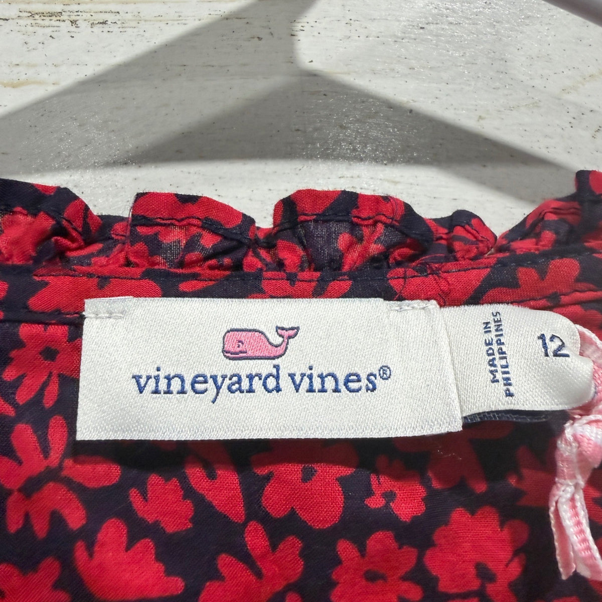Vineyard Vines Wildflowers Pleated Yoke Top Women 12 Red Floral Preppy NWT2