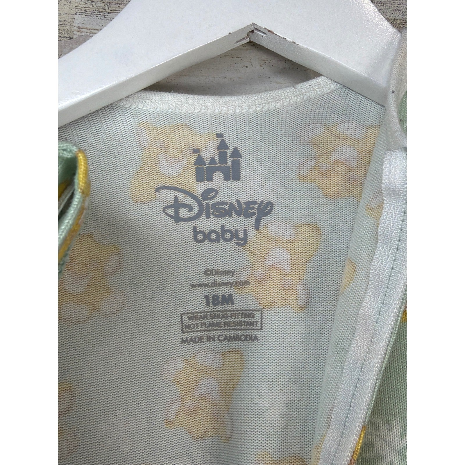 Disney Baby Girls 18M Green Cream Lion King Simba Floral Sleepwear EUC4