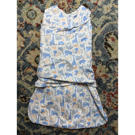 Halo SleepSack Swaddle Boys Newborn Blue White Animal Print Sleepy EUC0