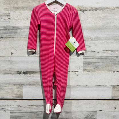Silkberry Baby Footie Kids 12-18M Pink Candy Cane Stripe Organic Cotton NWT0