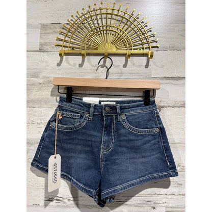 Shyanne Denim Shorts Women 27 Blue High Rise Rhinestone Western Cowgirl NWT0