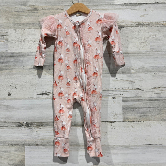 before & ever Bunny Ballerina Sleeper Girls 12-18M Ruffle Mesh Whimsical EUC0