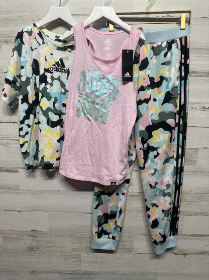 Adidas 3-Piece Set Girls 14 Multicolor Camo Tee Tank Joggers NWT0