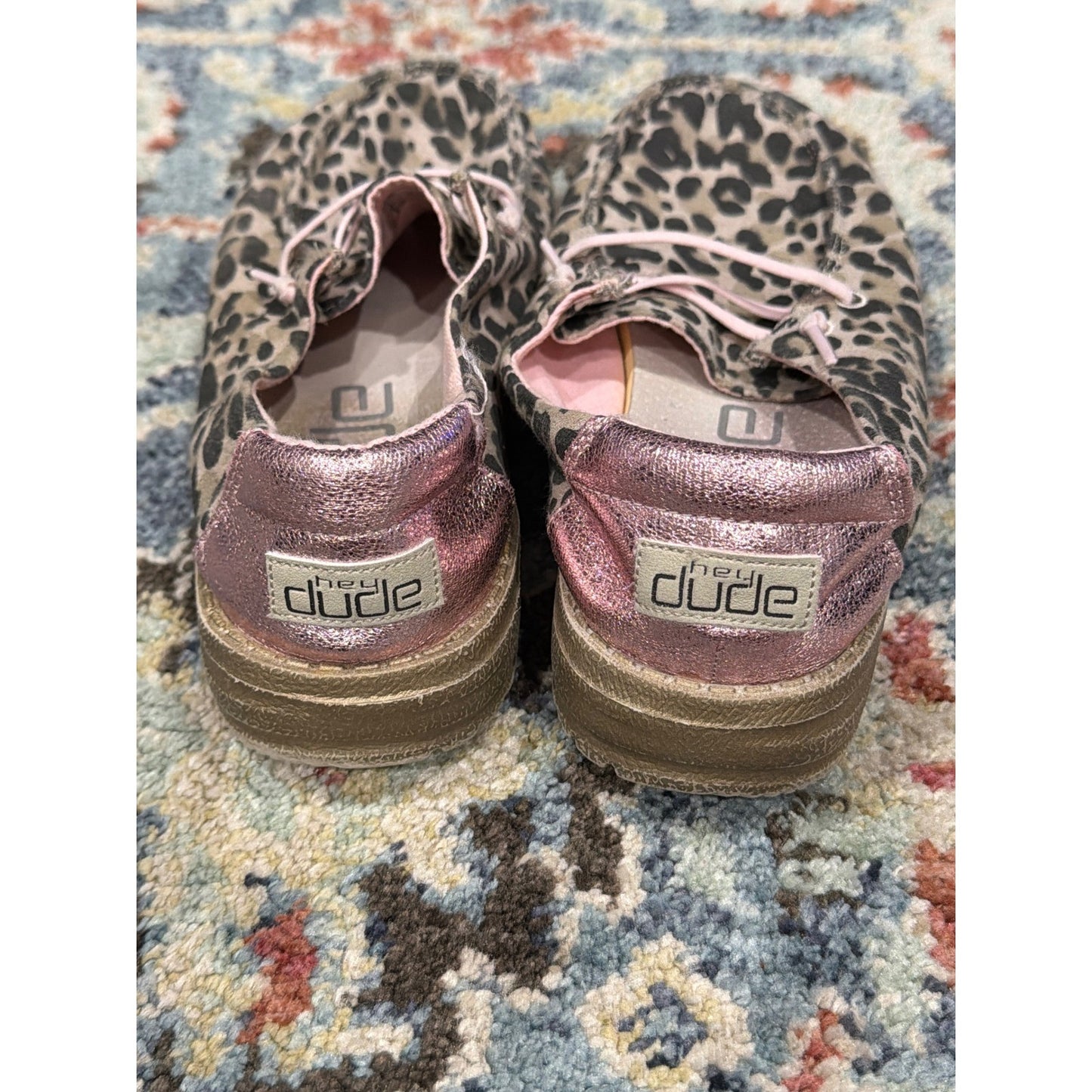 Hey Dude Wendy Shoes Girls Y3 Leopard Pink Animal Print Casual Boho2