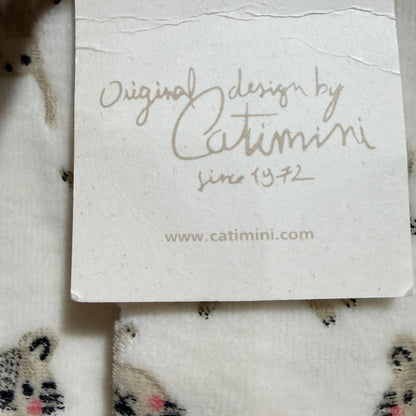 Catimini Footed Sleeper Baby 9M Ivory Leopard Print Bear Back NWT6
