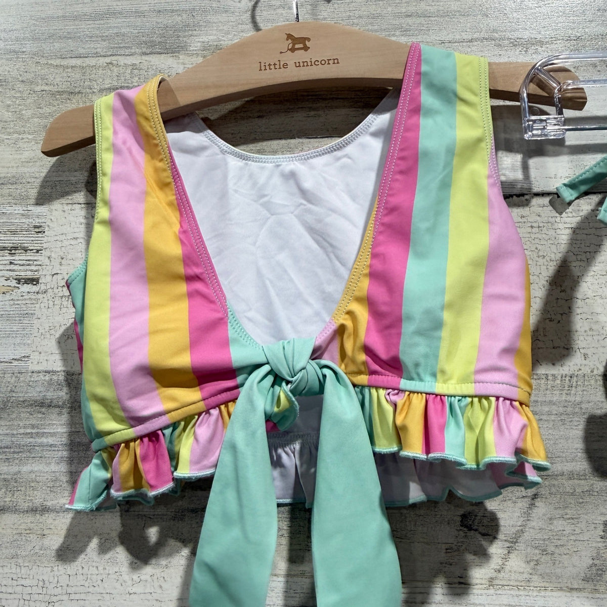 Swoon Baby Ruffle Two Piece Swimsuit Girls 5 Pastel Stripe GUC*7
