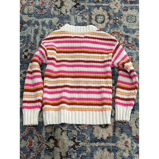 Old Navy Striped Chenille Sweater Girls 5T Pink Orange Mock Neck EUC0