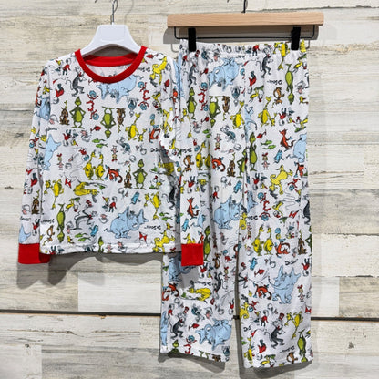 Dr Seuss Pajama Set Boys Size 8 White Character Print Grinchcore GUC0