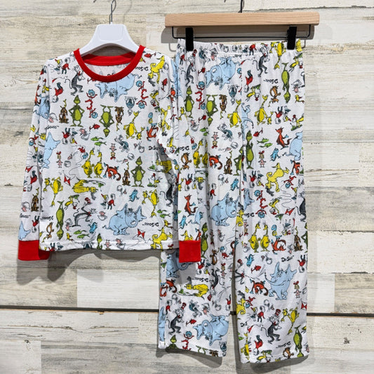 Dr Seuss Pajama Set Boys Size 8 White Character Print Grinchcore GUC0