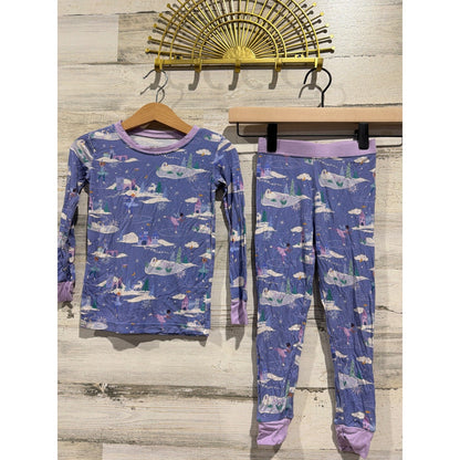 Little Sleepies Pajama Set Girls 2T Purple Swan Lake Bamboo Fairycore EUC0
