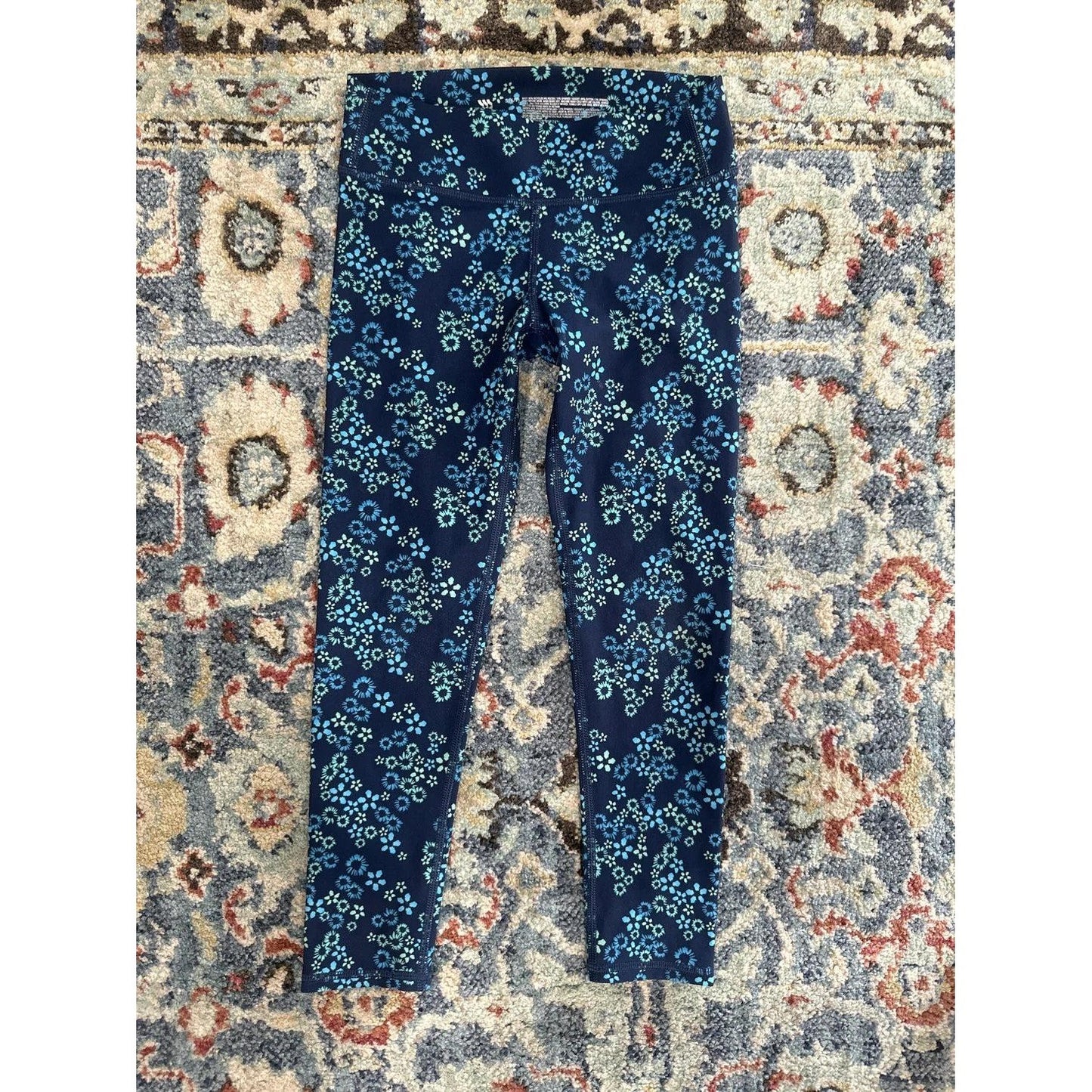 All in Motion Leggings Girls S 6/7 Navy Blue Floral Activewear EUC0