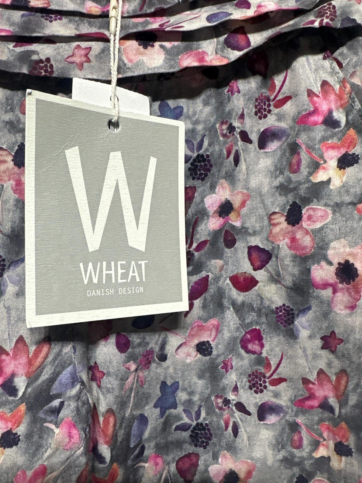 Wheat Floral Jogger Pants Girls 6 Grey Pink Purple Ruffle Waist NWT1