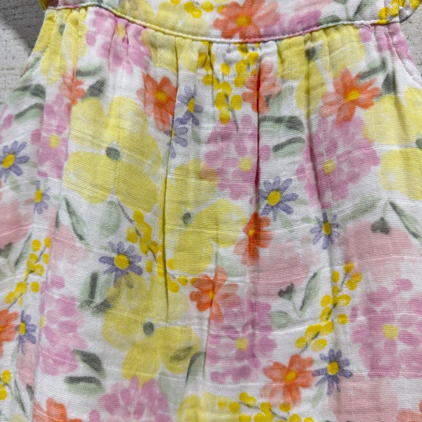 Angel Dear Muslin Dress Girls 2T Pink Yellow Floral Organic Cotton Boho EUC1