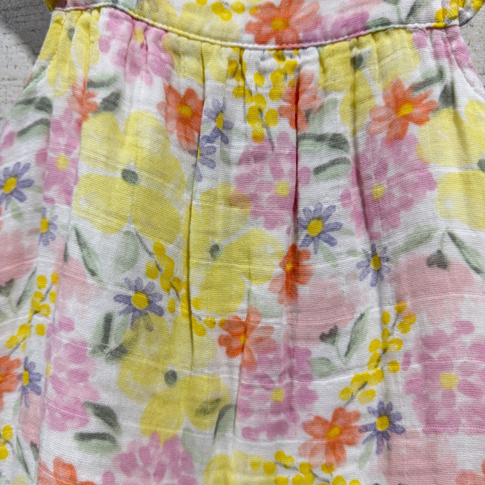 Angel Dear Muslin Dress Girls 2T Pink Yellow Floral Organic Cotton Boho EUC1