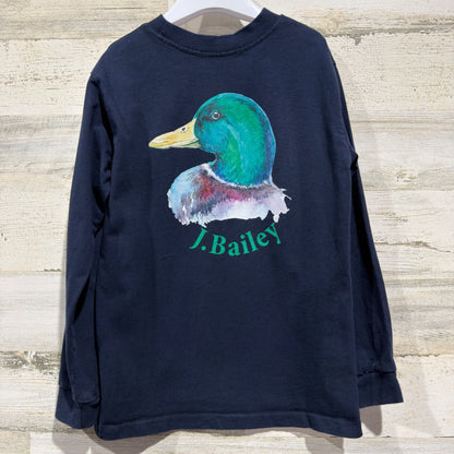 J. Bailey Graphic Tee Kids Size 6 Navy Blue Mallard Duck Preppy EUC3