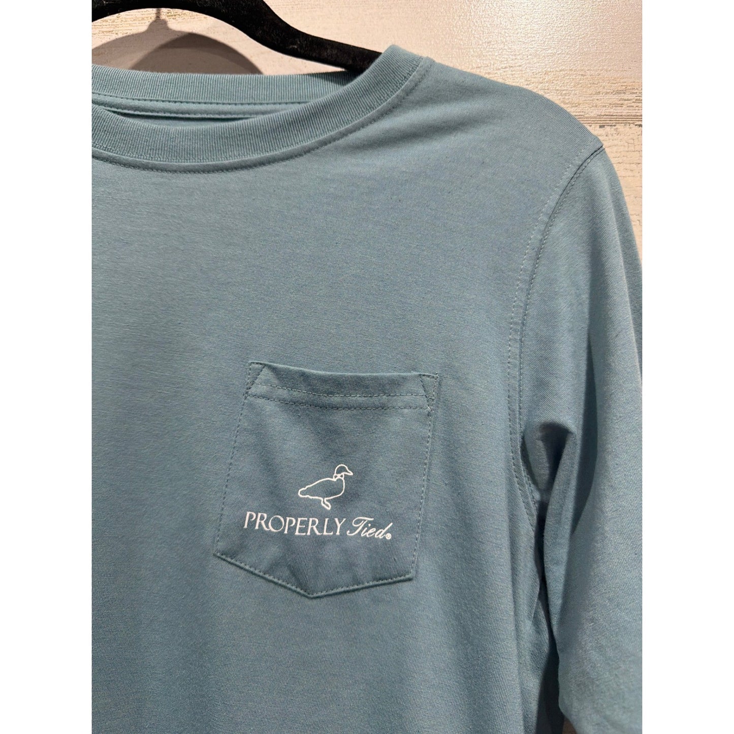 Properly Tied Long Sleeve Shirt Boys Youth Large 14-16 Blue Pima Cotton EUC1