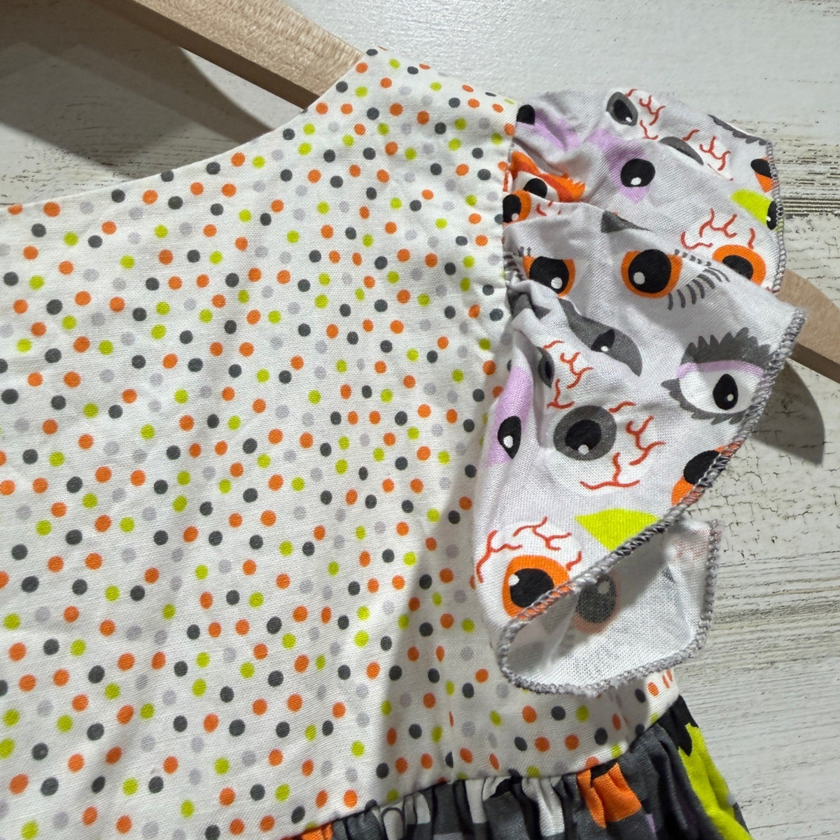 Sweet Petunia Halloween Monster Print Tunic Girls 7 Grey Cotton Spooky EUC2