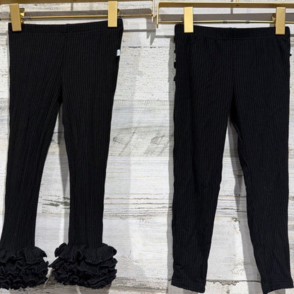 Posh Peanut Ribbed Leggings Girls 2T Black Ruffle Bamboo Basics EUC0