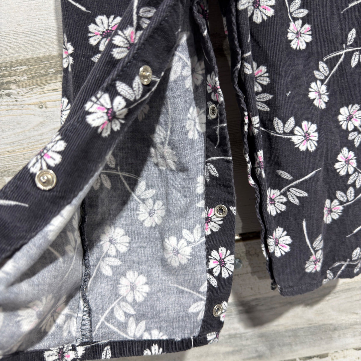 OshKosh B'gosh Floral Corduroy Overalls Girls 24M Black Pink Cotton4