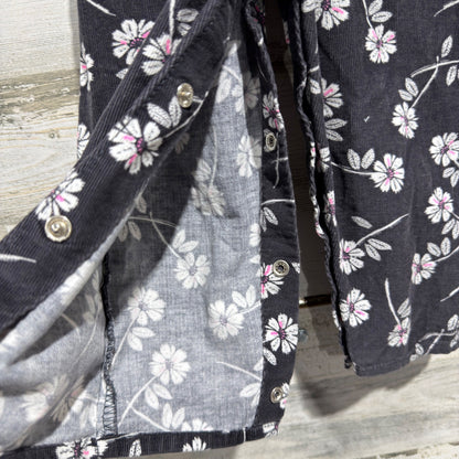 OshKosh B'gosh Floral Corduroy Overalls Girls 24M Black Pink Cotton4