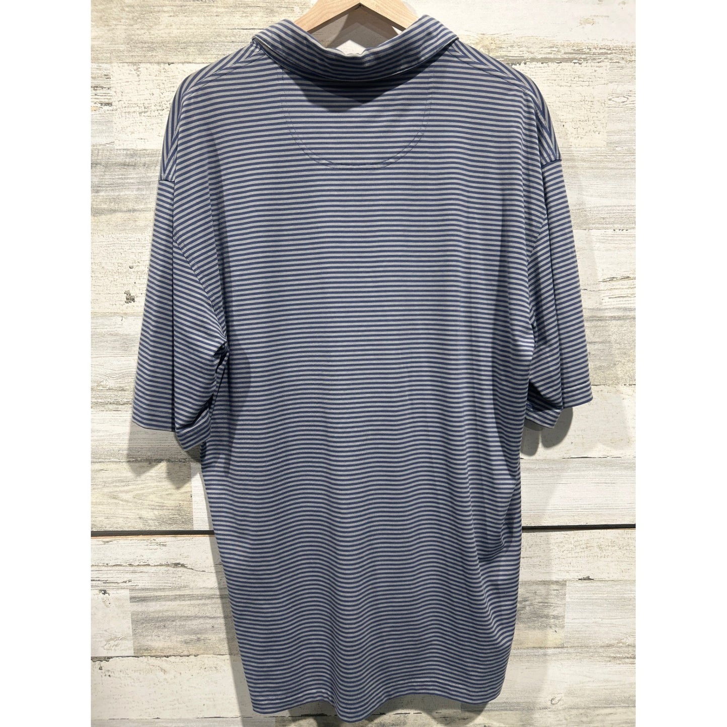Onward Reserve Polo Shirt Men XXL Blue Grey Striped Performance Golfcore EUC2