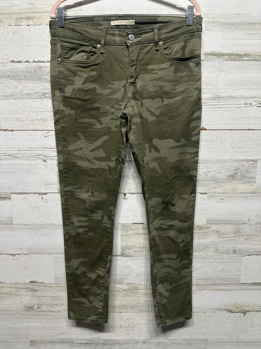 Levi's 711 Skinny Jeans Women 30 Green Camo Mid Rise Stretch Denim EUC0