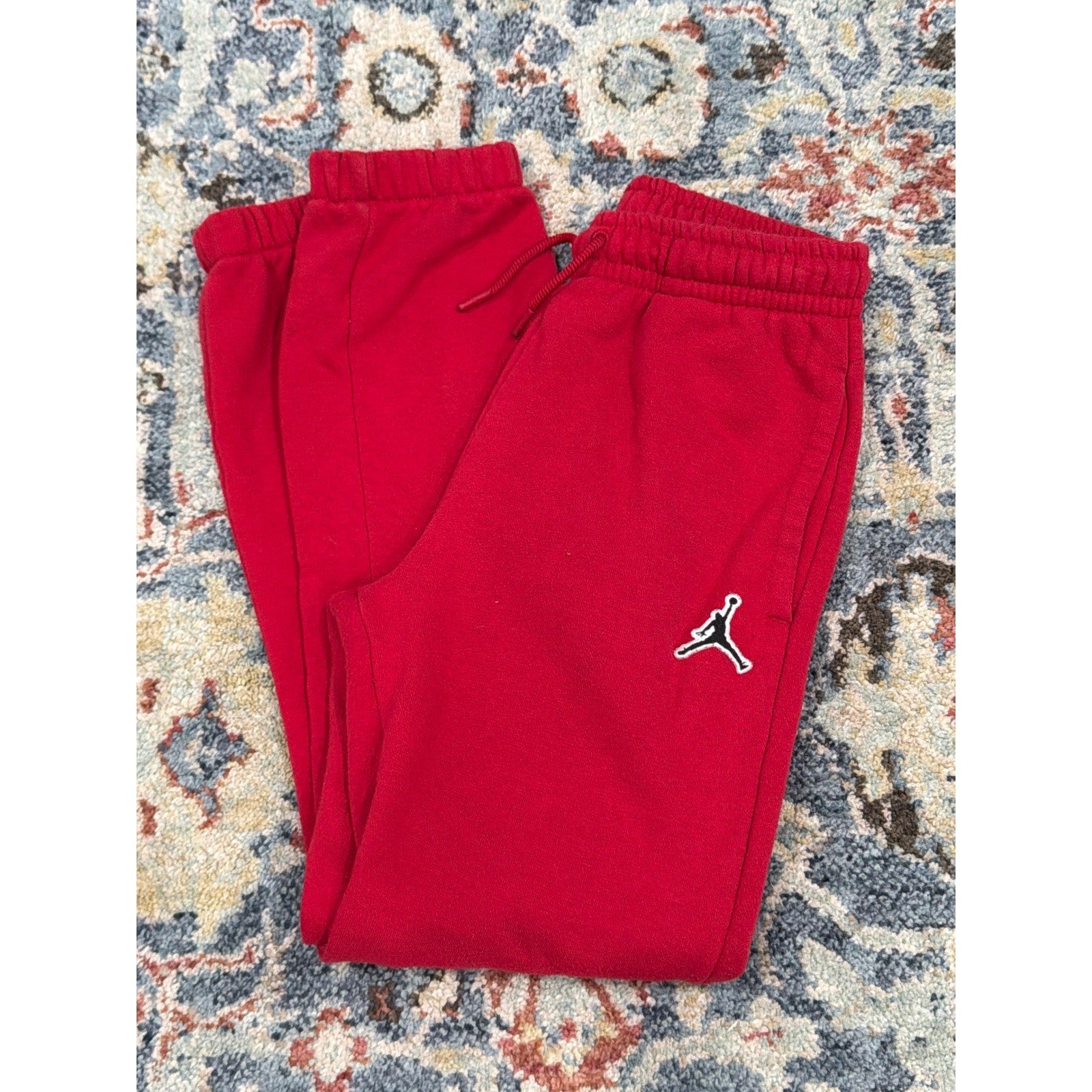 Jordan Sweatpants Boys Medium Red Jumpman Logo Fleece Joggers GUC0
