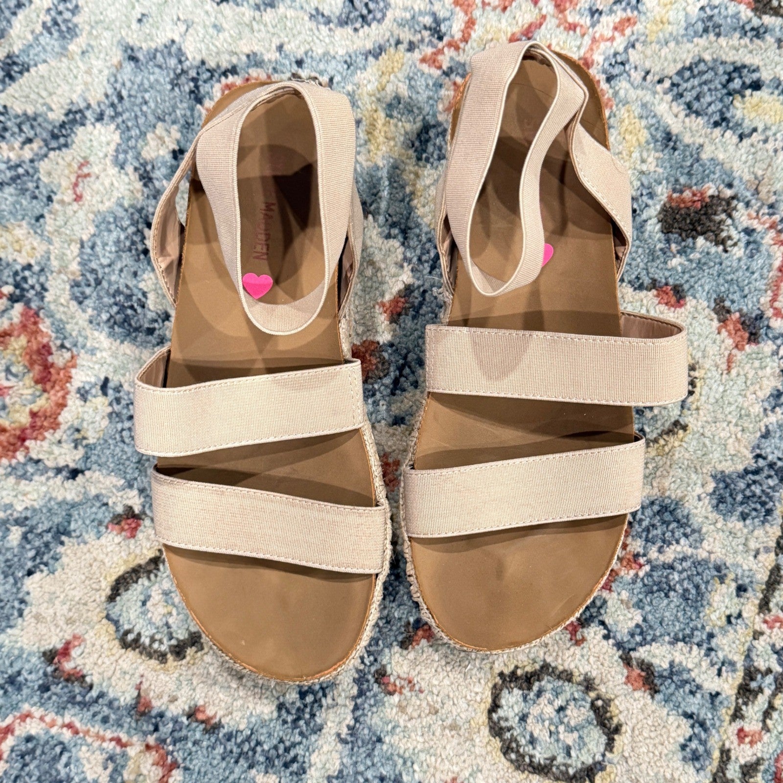Steve Madden Bandi Sandals Girls 3 Tan Elastic Espadrille Platform2