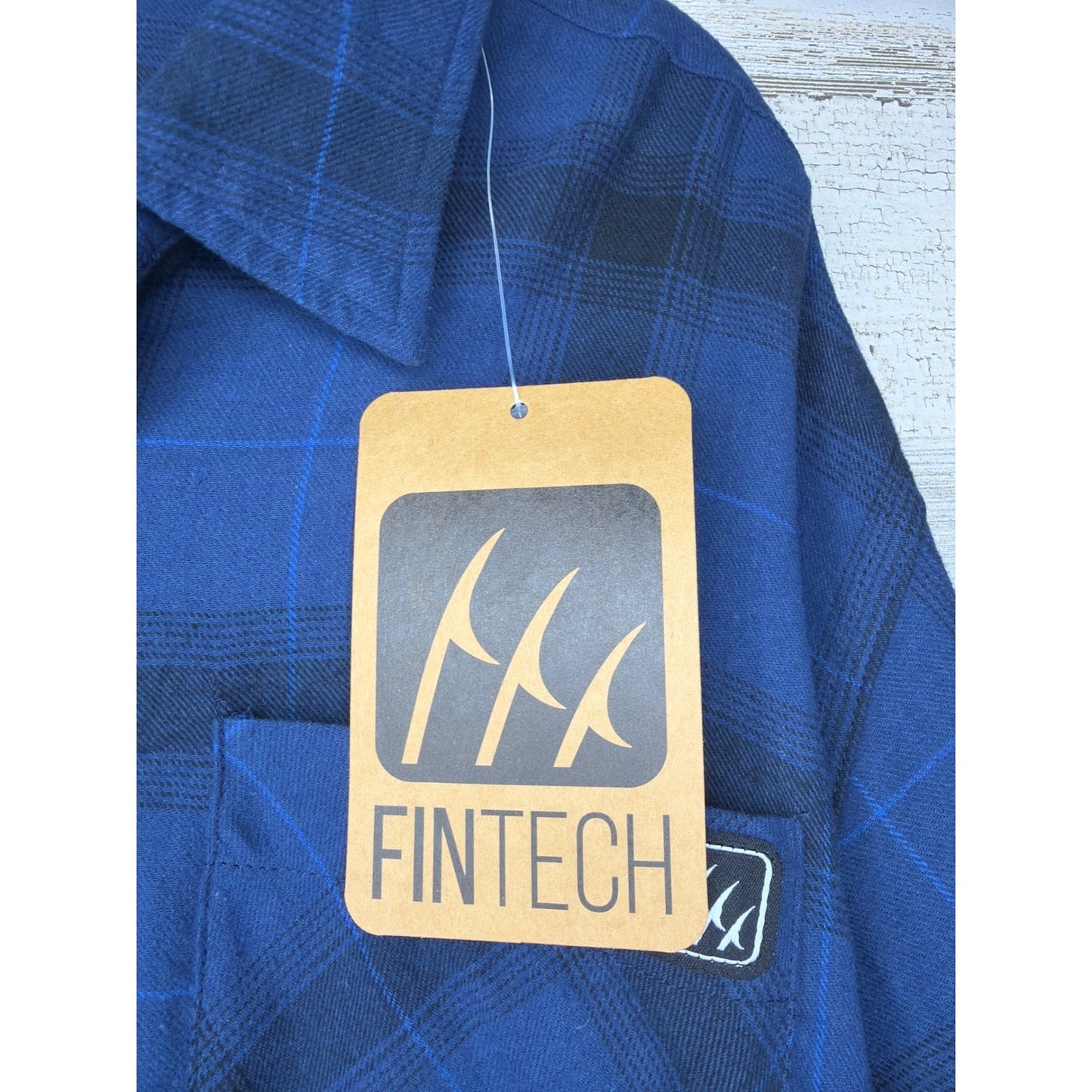 Fintech Button Down Shirt Men XXL Blue Plaid Cotton Gorpcore NWT2