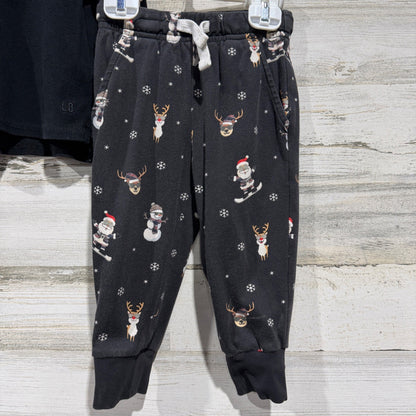 Little Bipsy Pajama Set Boys 12-18M Black Santa Reindeer Holiday Thermal4