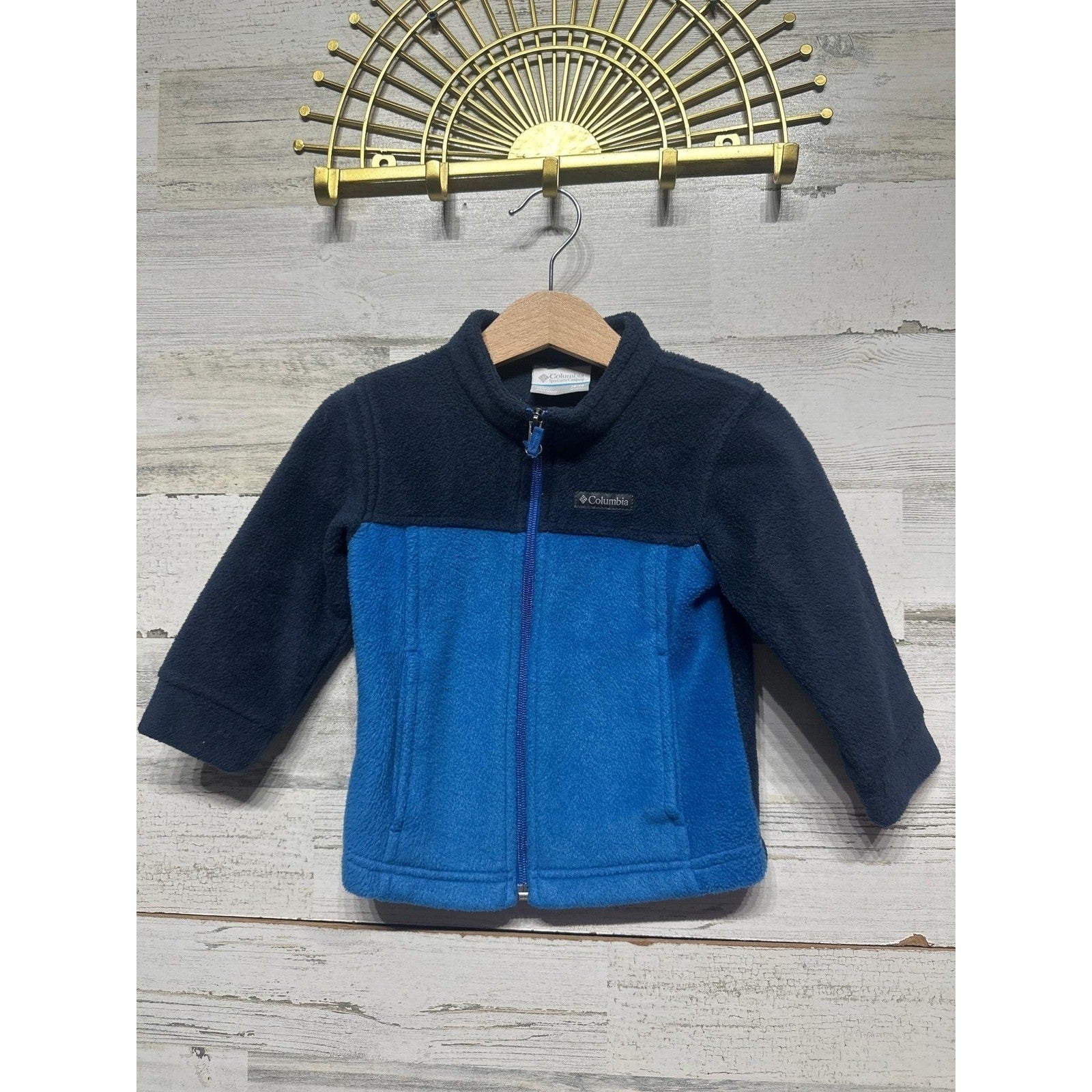 Columbia Fleece Jacket Kids 12-18M Blue Colorblock Full Zip EUC0