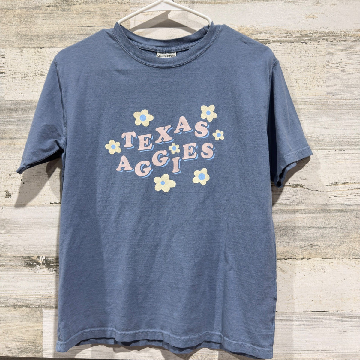 ComfortWash T-Shirt Girls YXL Blue Texas Aggies Floral Collegiate EUC0