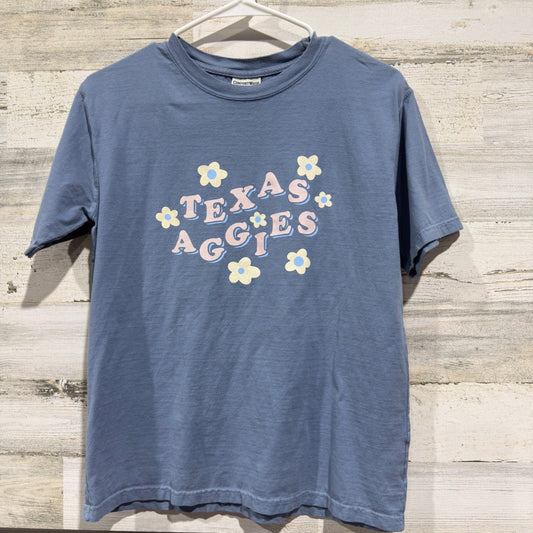ComfortWash T-Shirt Girls YXL Blue Texas Aggies Floral Collegiate EUC0