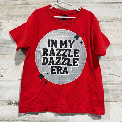 Gildan Graphic Tee Kids Small Red Razzle Dazzle Era Disco Retro EUC0