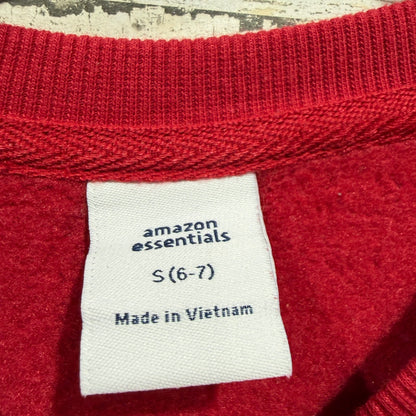 Amazon Essentials The Grinch Sweatshirt Kids S 6-7 Red Cotton Blend Holiday EUC2