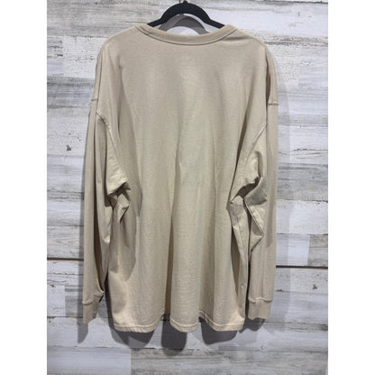 Nike Long Sleeve Shirt Mens XXL Tan Loose Fit Pocket Tee Sportswear EUC3