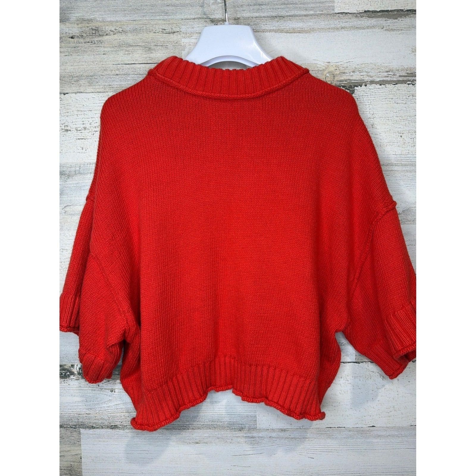 Anthropologie Sweater Women XS Cropped Cotton Chunky Shaker Knit EUC4