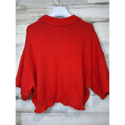Anthropologie Sweater Women XS Cropped Cotton Chunky Shaker Knit EUC4