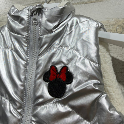 Disney Minnie Mouse Puffer Vest Girls 3T Silver Metallic Polyester Winter EUC1