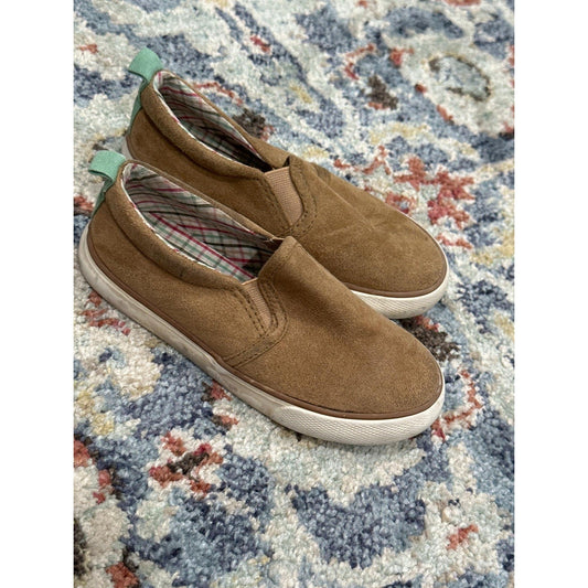 Cat & Jack Slip-On Sneakers Girls 9 Toddler Brown Faux Suede GUC0