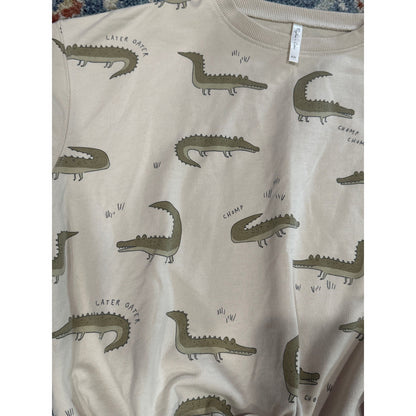Rylee and Cru Alligator Sweatshirt Kids 6/7 Sand Later Gater Pullover EUC2