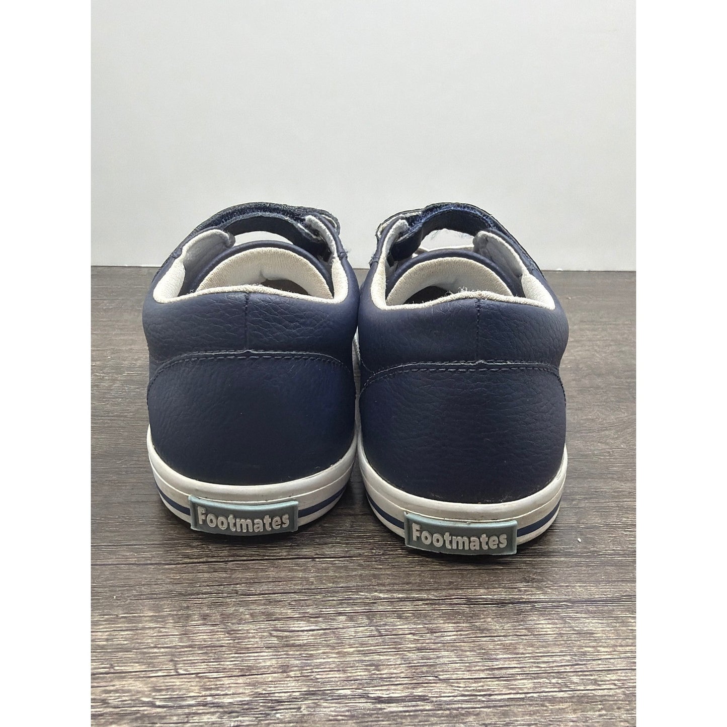 Footmates Sneaker Boys 13 Navy Leather Strap Classic Preppy Flawed*3